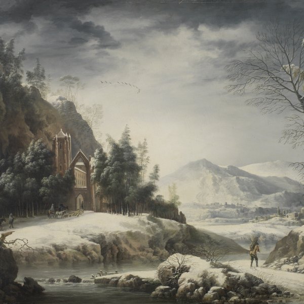 Winter Landscape with a Peasant Family - Foschi, Francesco. Museo